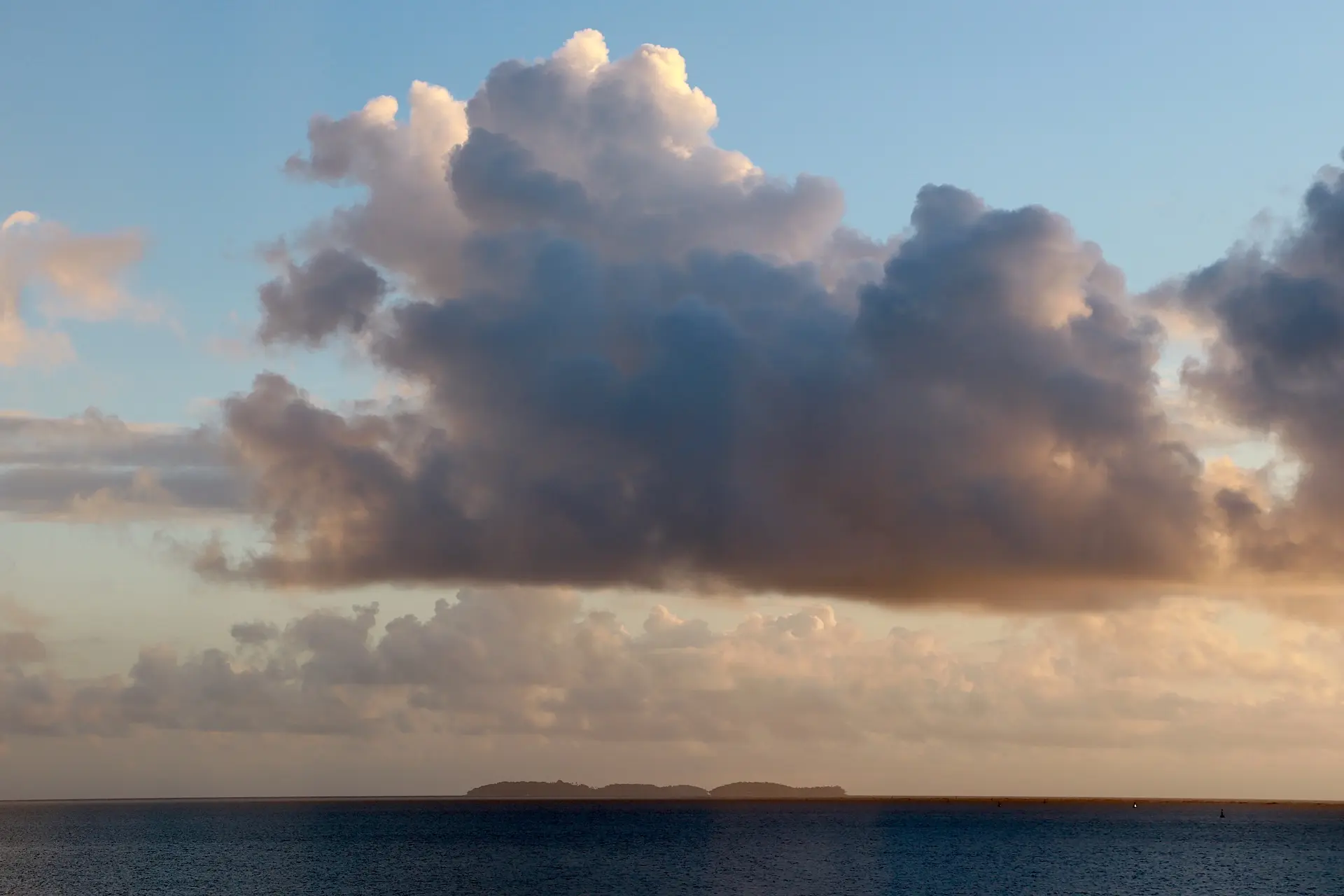The Salvation Islands at sunrise, as viewed from Kourou
