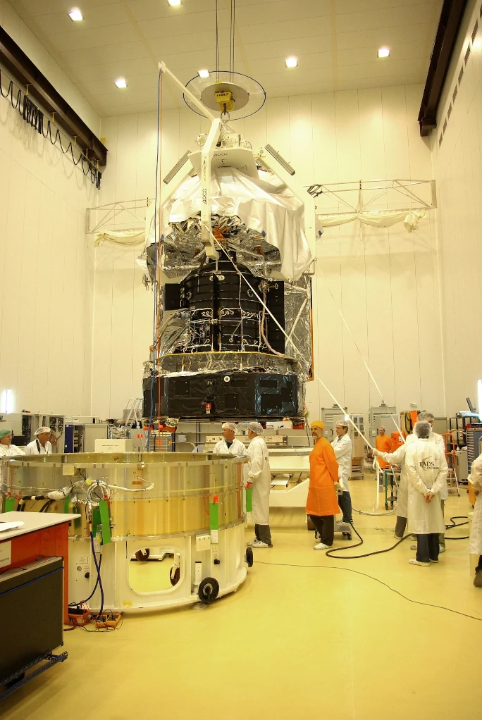 The spacecraft is aligned with the launcher adapter
